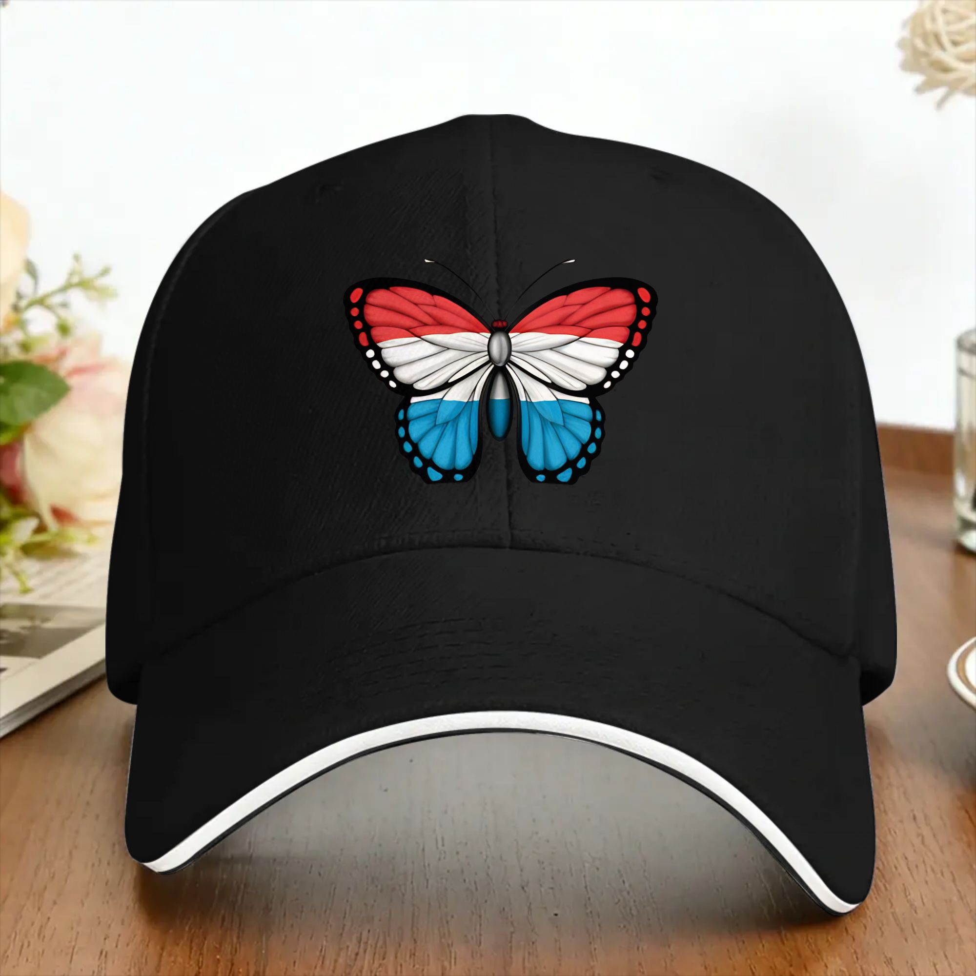 Outdoor Sport Luxembourg - Topi Bisbol Kasual Kupu-kupu Bendera Luksemburg