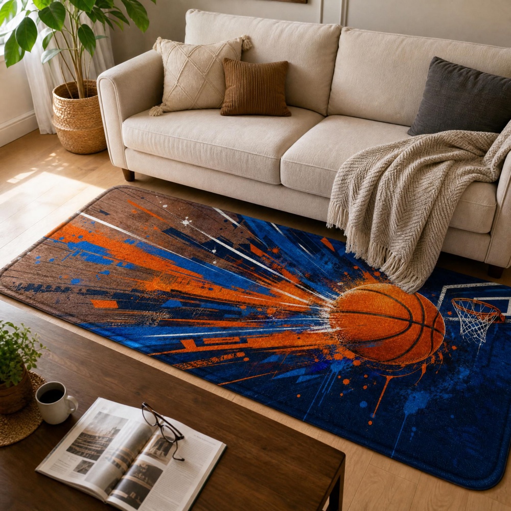 Outdoor Sport Live - Karpet Flanel Motif Bola Basket Graffiti